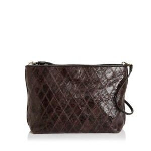 Elizabeth and James brown leather snake texture quilted shoulder bag